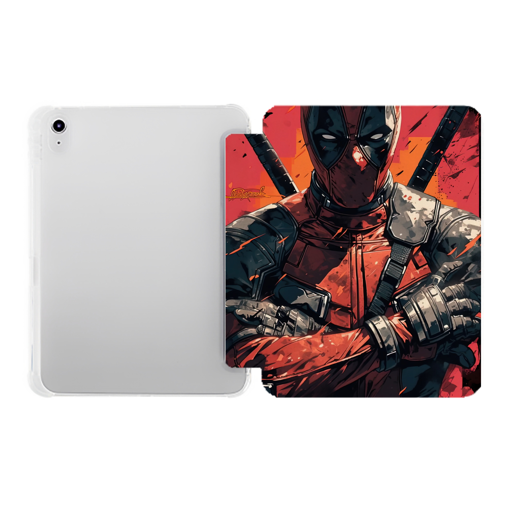 （画像用） Deadpool デッドプール IPad ケース ペン収納付き 三つ折りスタンド PUレザー×シリコン 対応機種9.5/10.5/10.9インチ